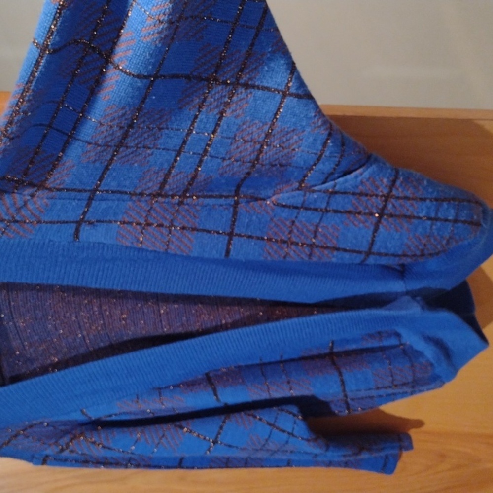 Vintage MARELLA Blue Checkered With Gold Cardigan